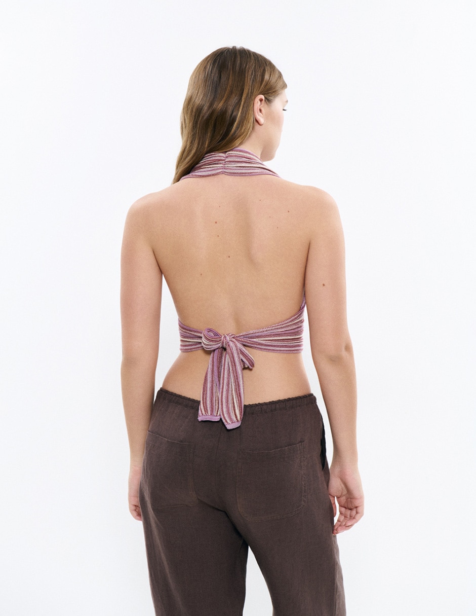 Top cuello v escote v tirante ajustable 2