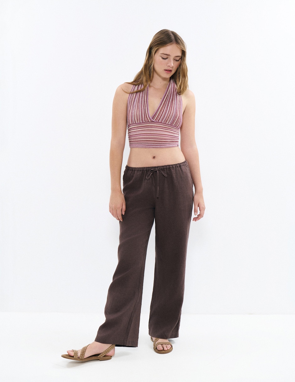 Top cuello v escote v tirante ajustable 4