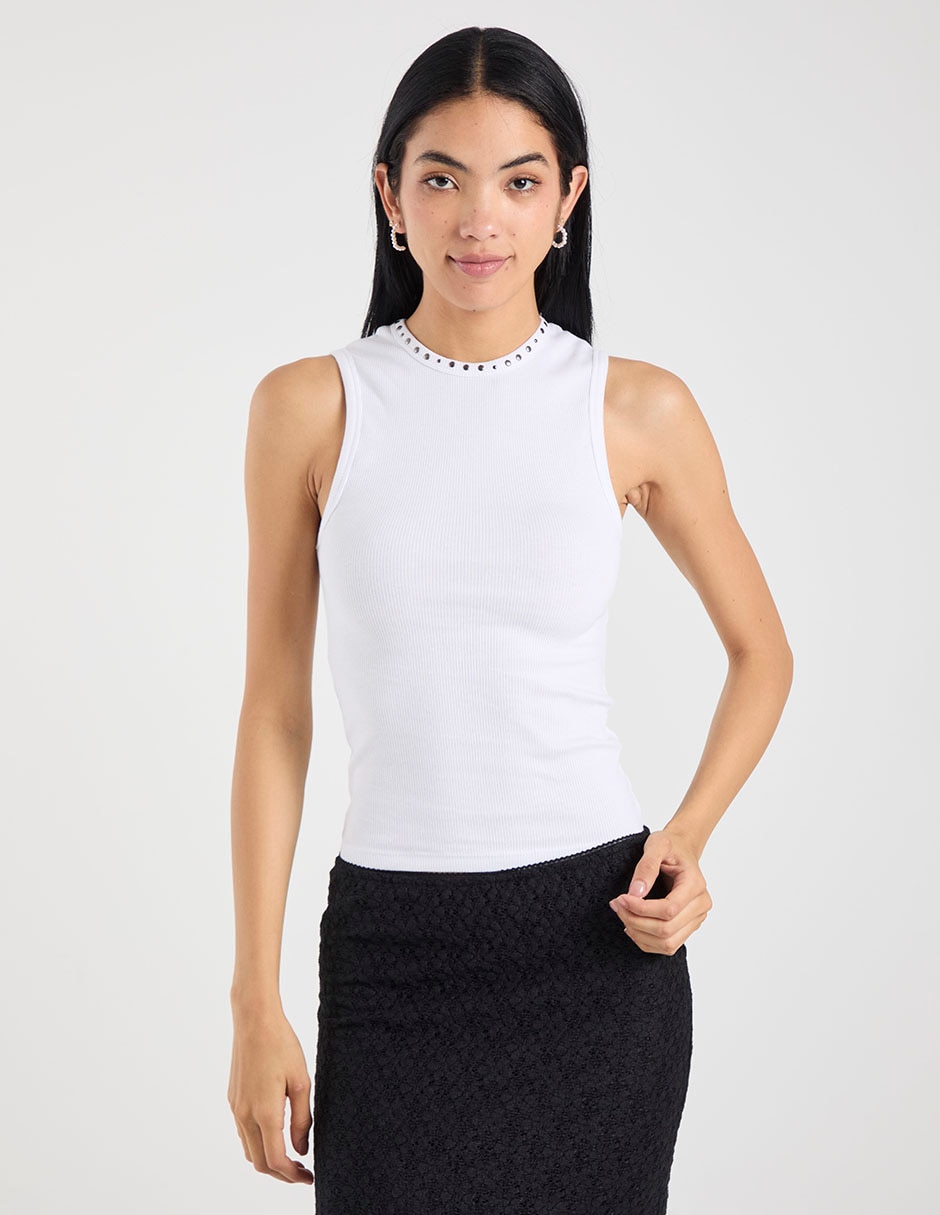 Top cuello redondo