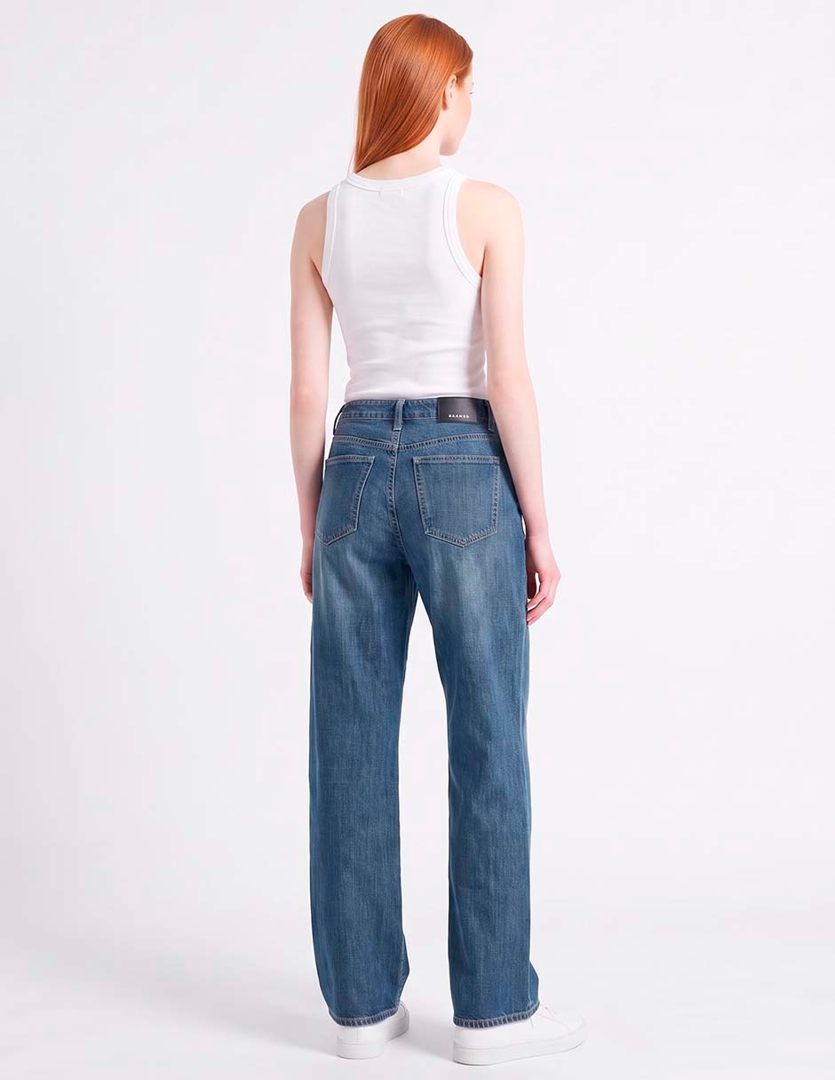 Jeans amplio corte cintura para mujer 4