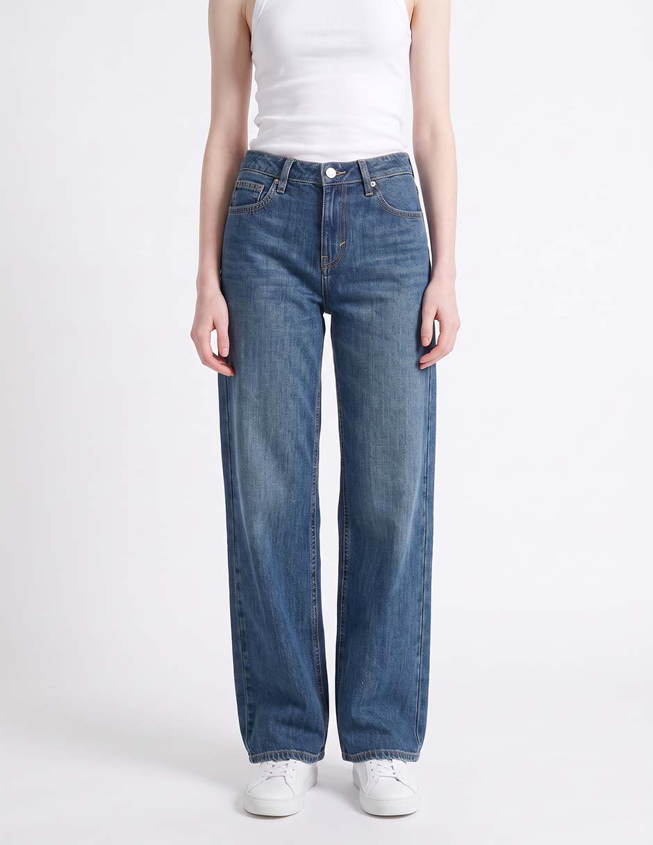Jeans amplio corte cintura para mujer 3