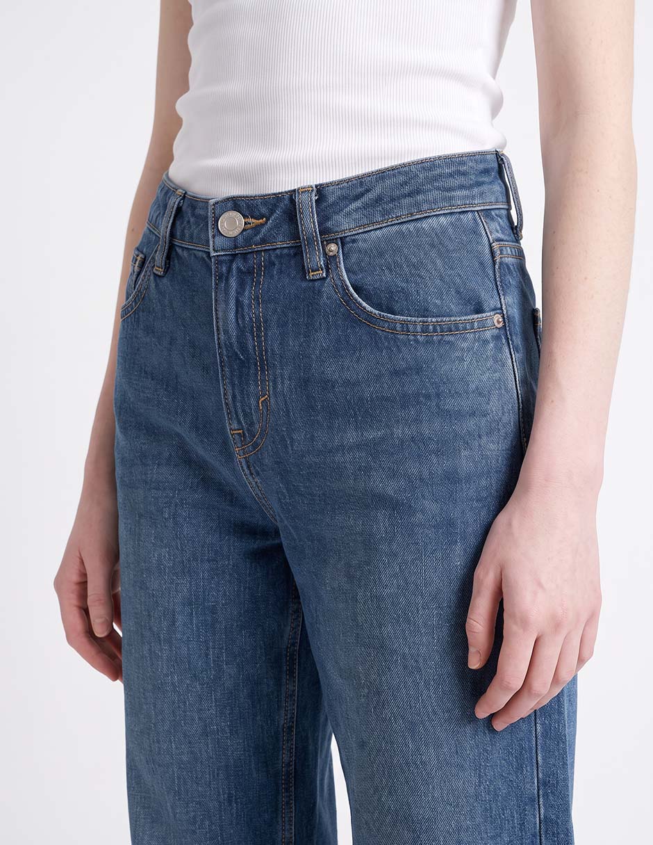Jeans amplio corte cintura para mujer 2