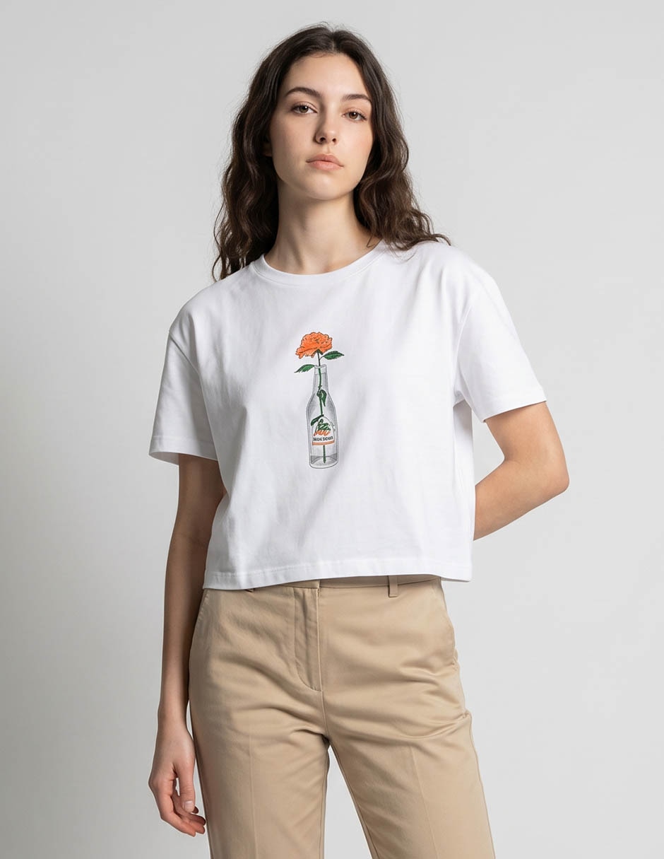 Playera manga corta cuello redondo para mujer