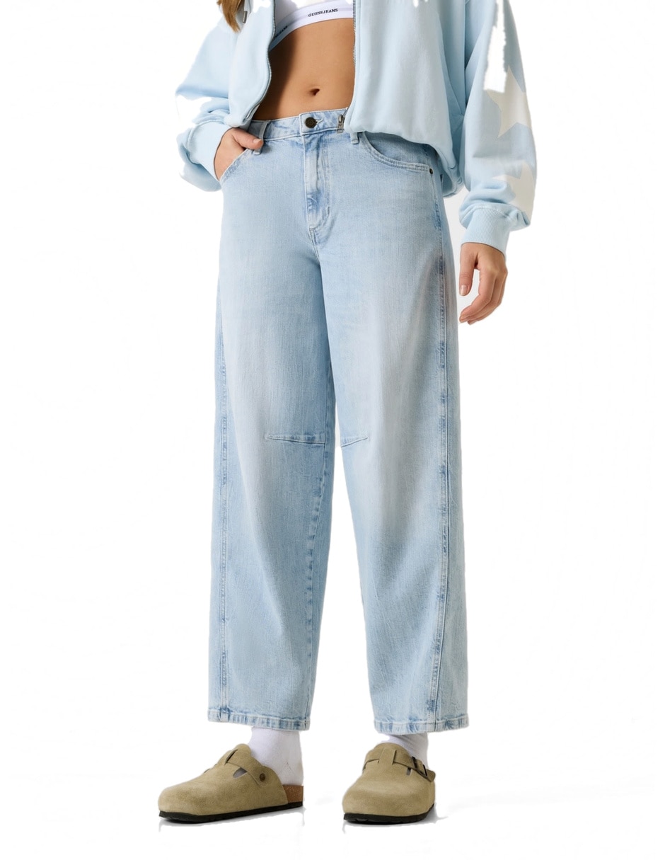 Jeans barrel guess a la cintura para mujer