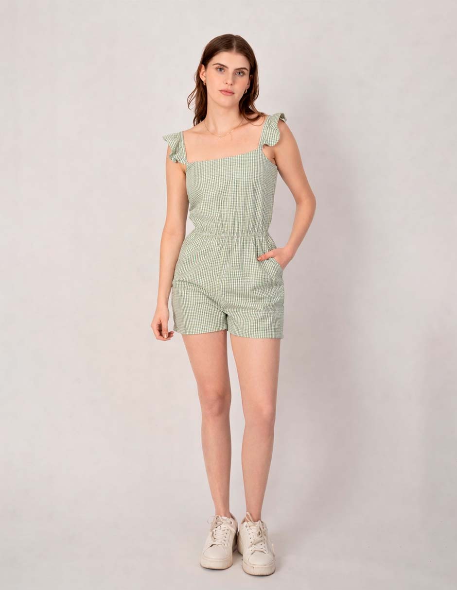 Jumpsuit casual estampado a cuadros para mujer