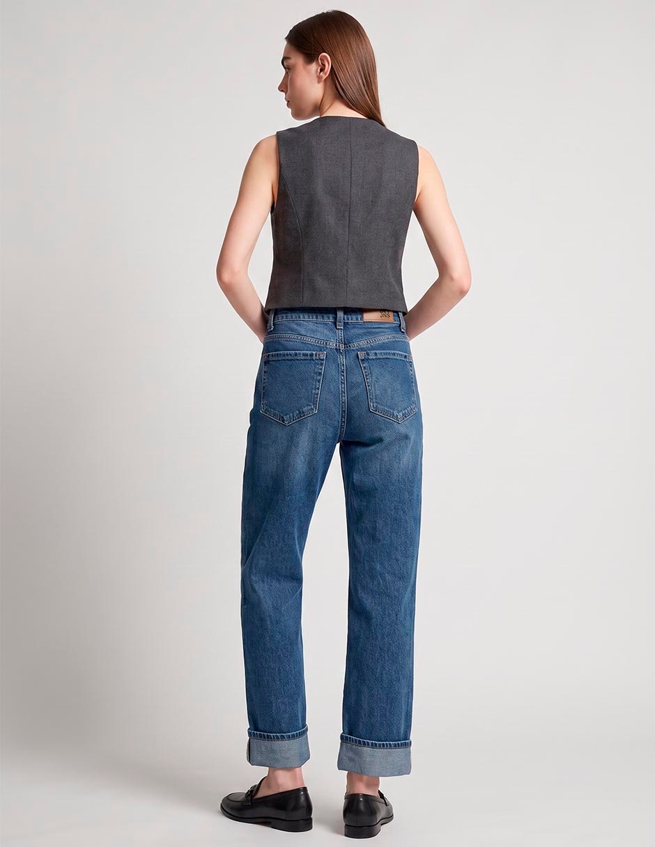 Jeans straight corte cintura alta para mujer 3