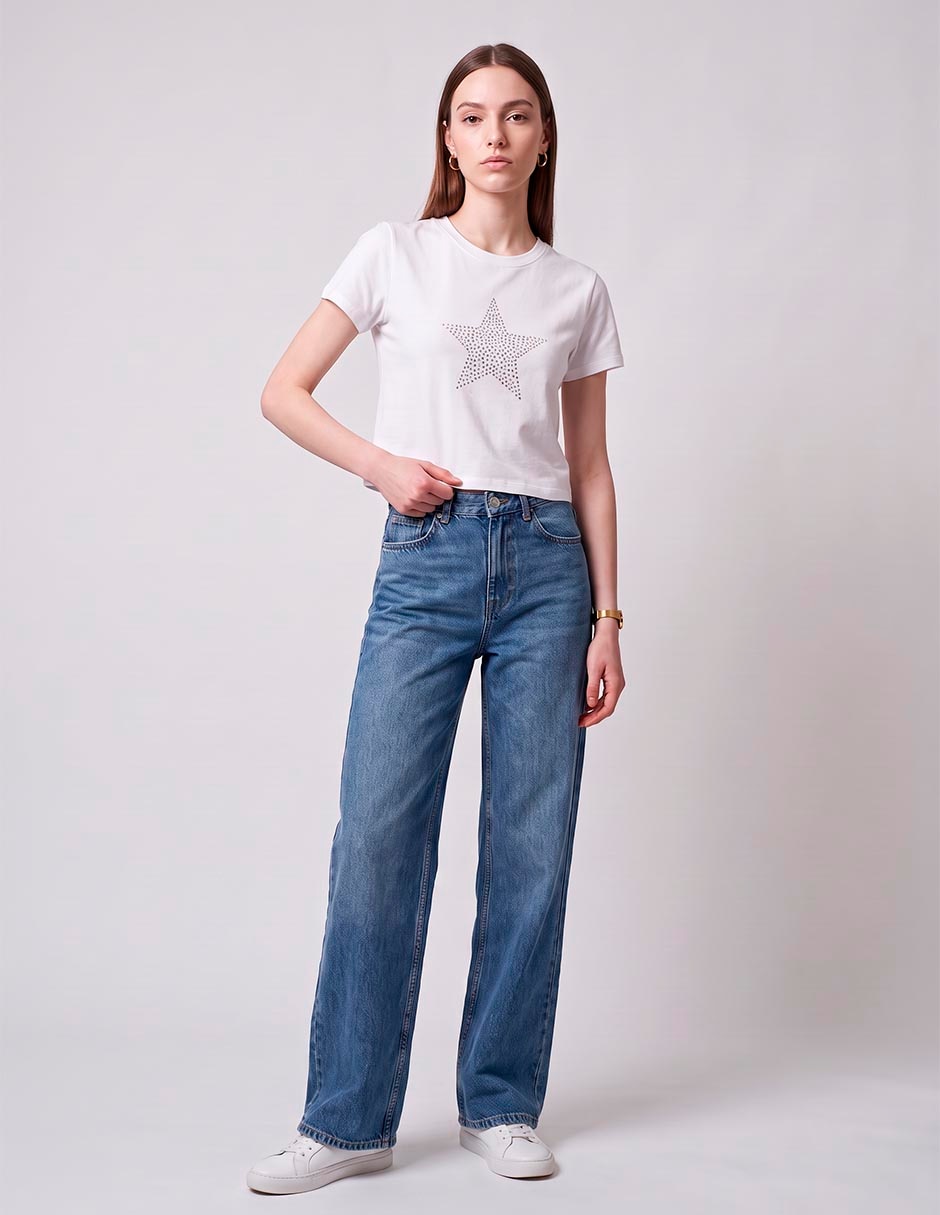 Playera manga corta cuello redondo para mujer Playera manga corta cuello redondo para mujer