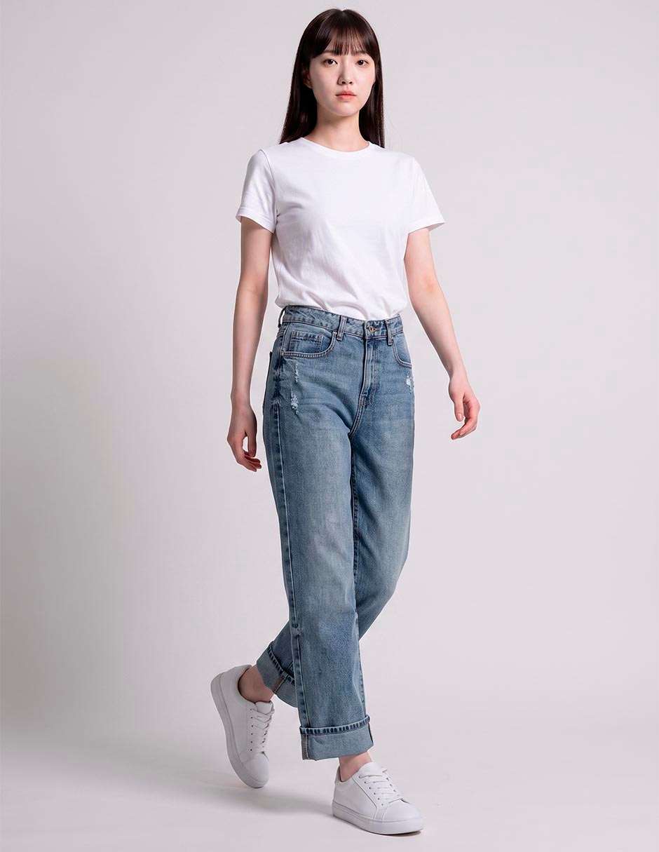 Jeans straight corte cintura alta para mujer Jeans straight corte cintura alta para mujer