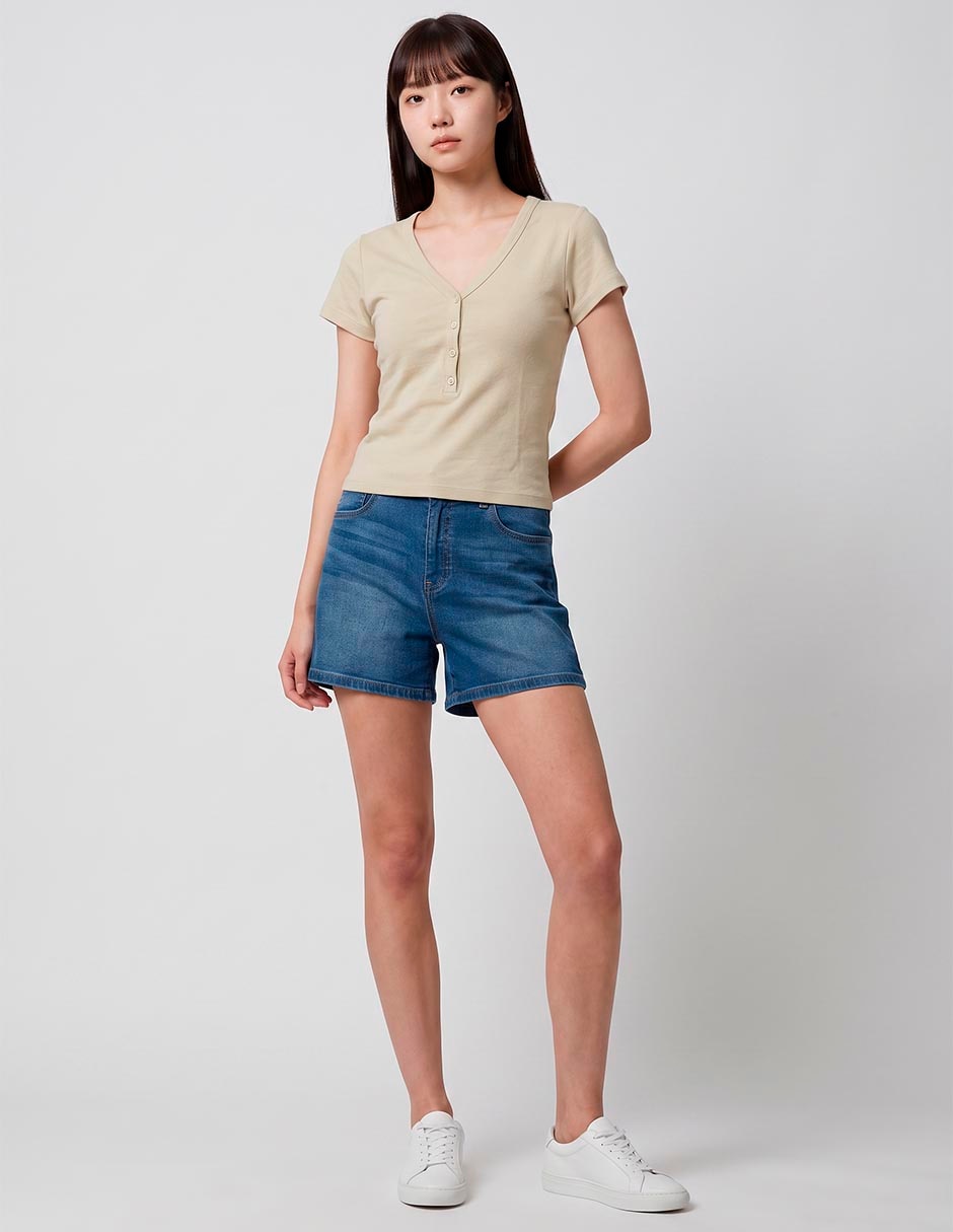 Playera manga corta cuello v para mujer