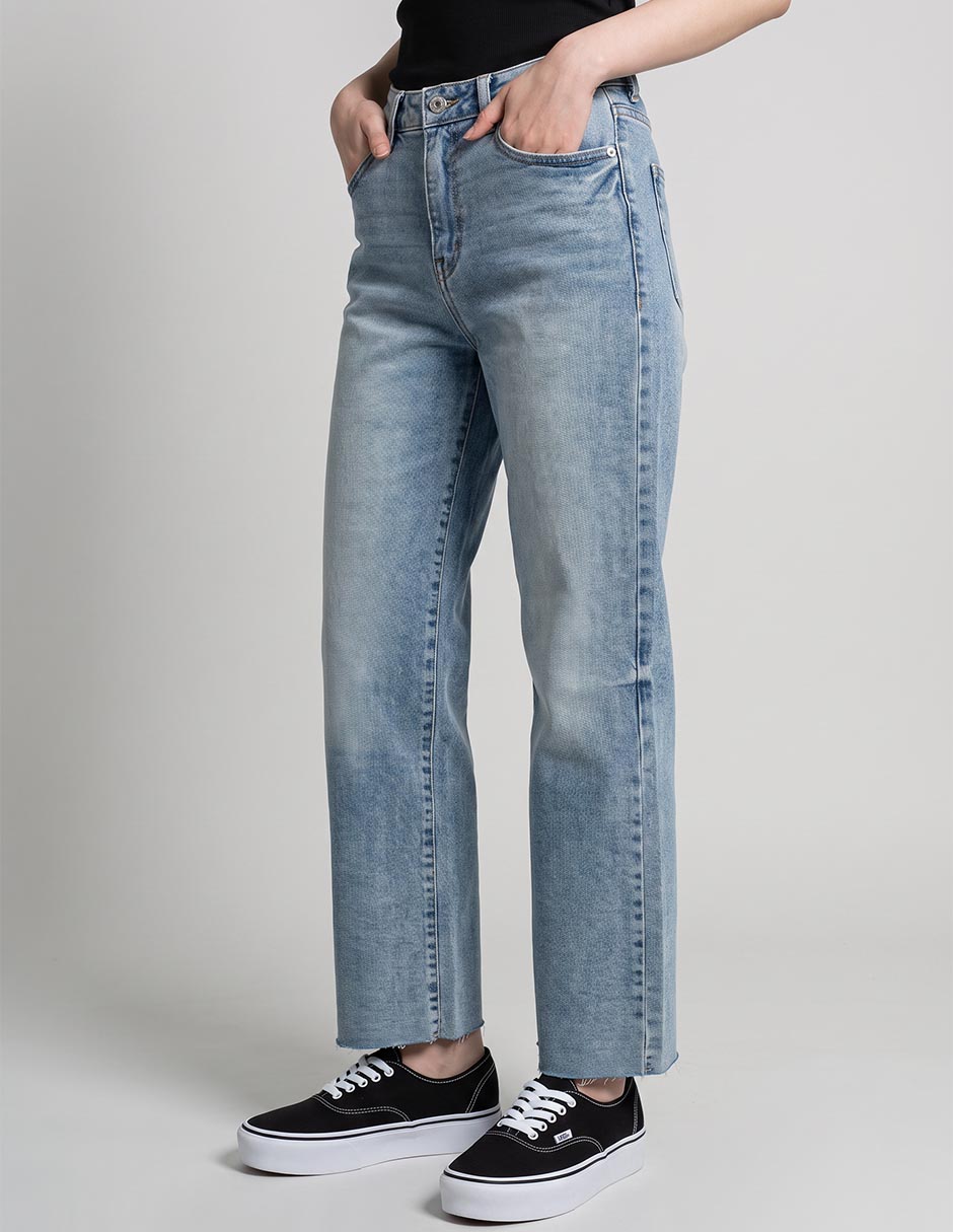 Jeans straight corte a la cintura para mujer Jeans straight corte a la cintura para mujer