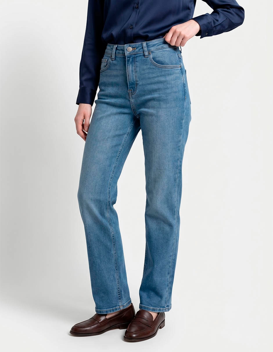 Jeans slim para mujer corte contura alta para mujer Jeans slim para mujer corte contura alta para mujer