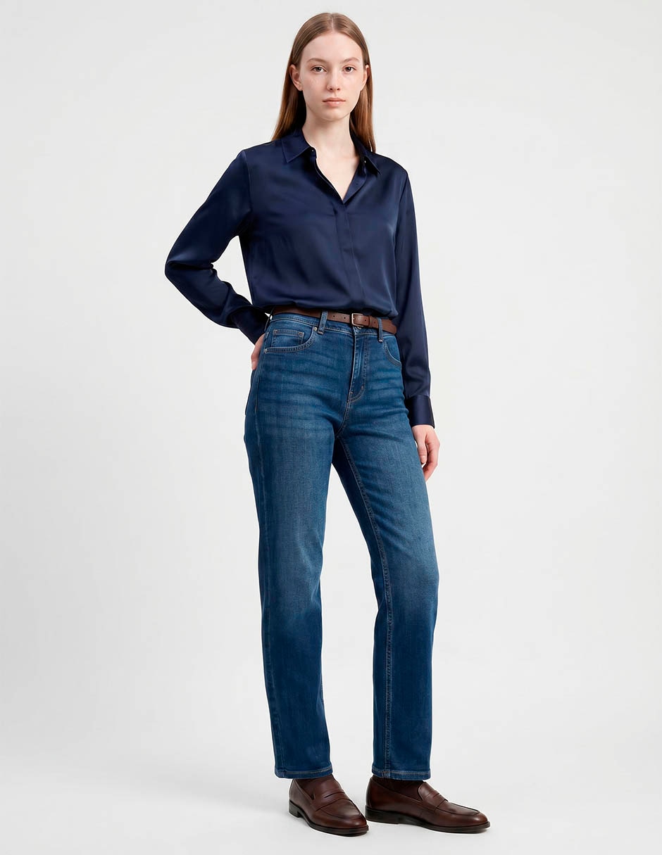 Jeans slim para mujer corte contura alta para mujer 1
