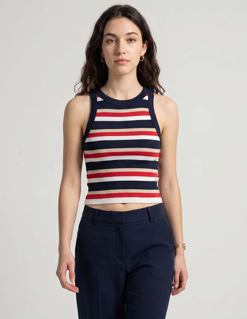 Top cuello redondo tirante ancho
