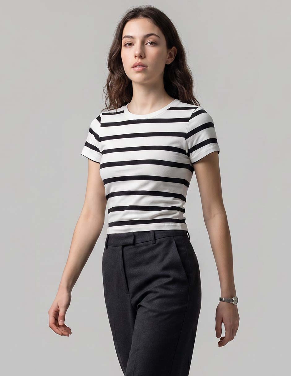 Playera manga corta Coffee Bean cuello redondo para mujer