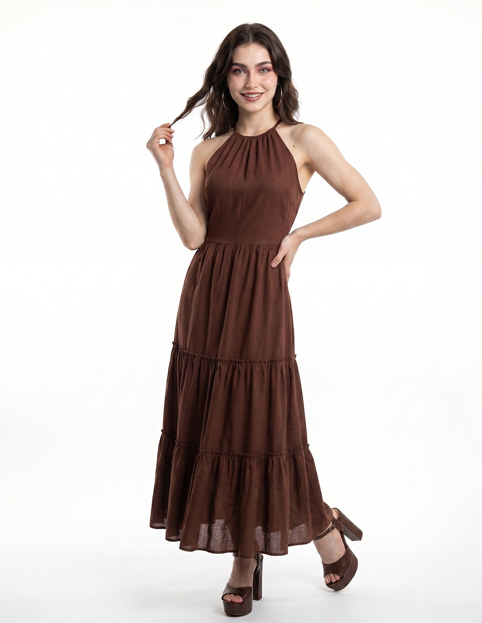 Vestido largo largo casual vestido para mujer 3