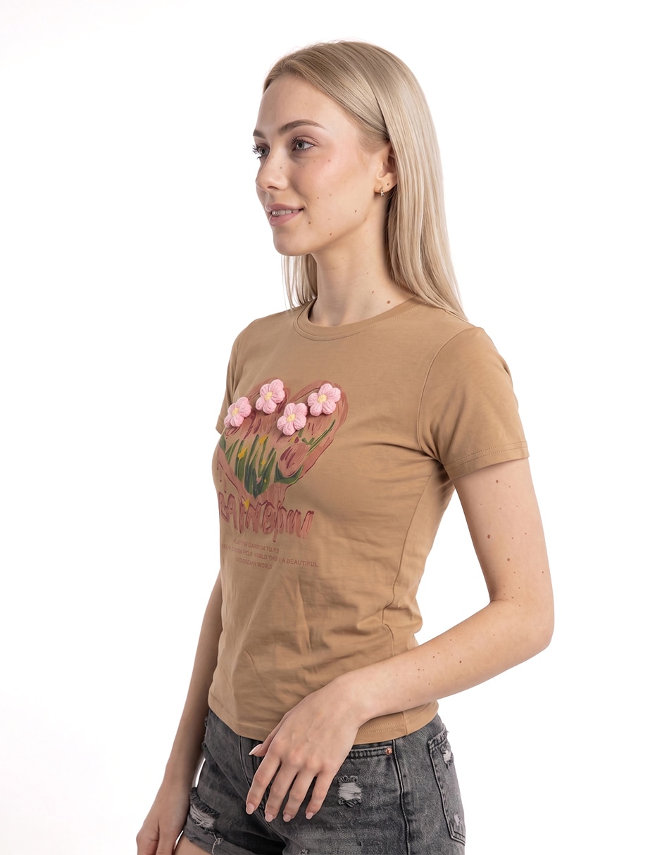 Playera manga corta cuello redondo para mujer 3