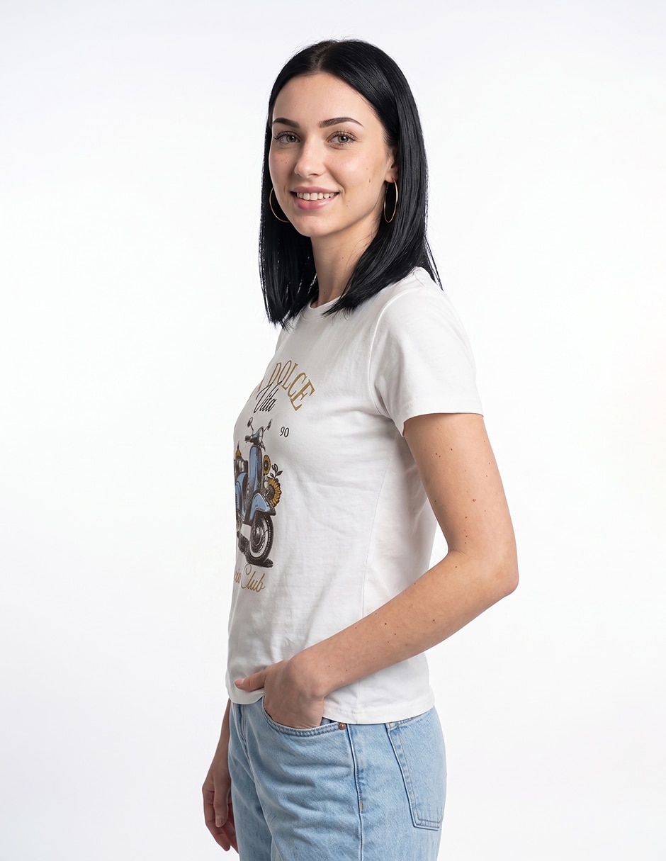 Playera manga corta cuello redondo para mujer 2