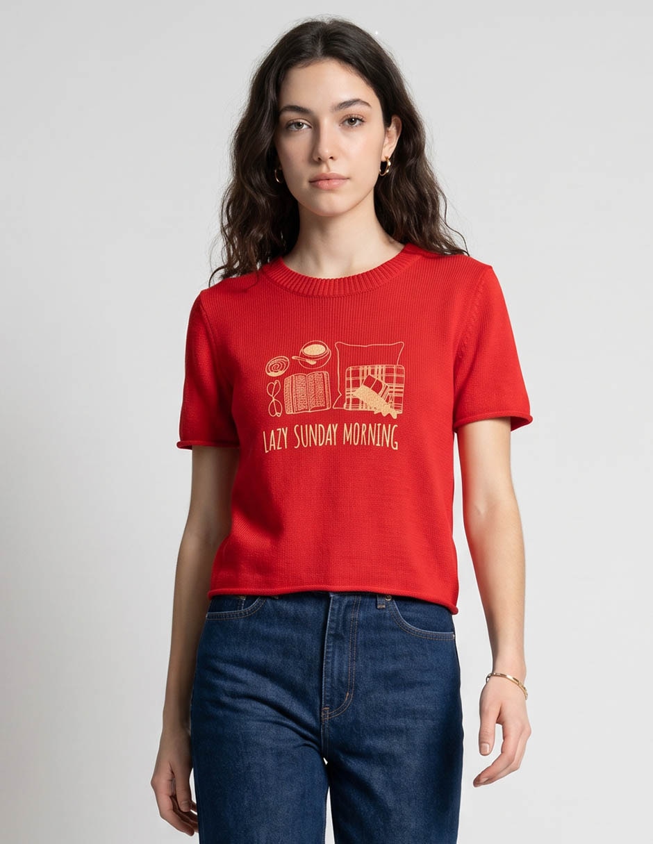 Blusa Coffee Bean manga corta para mujer