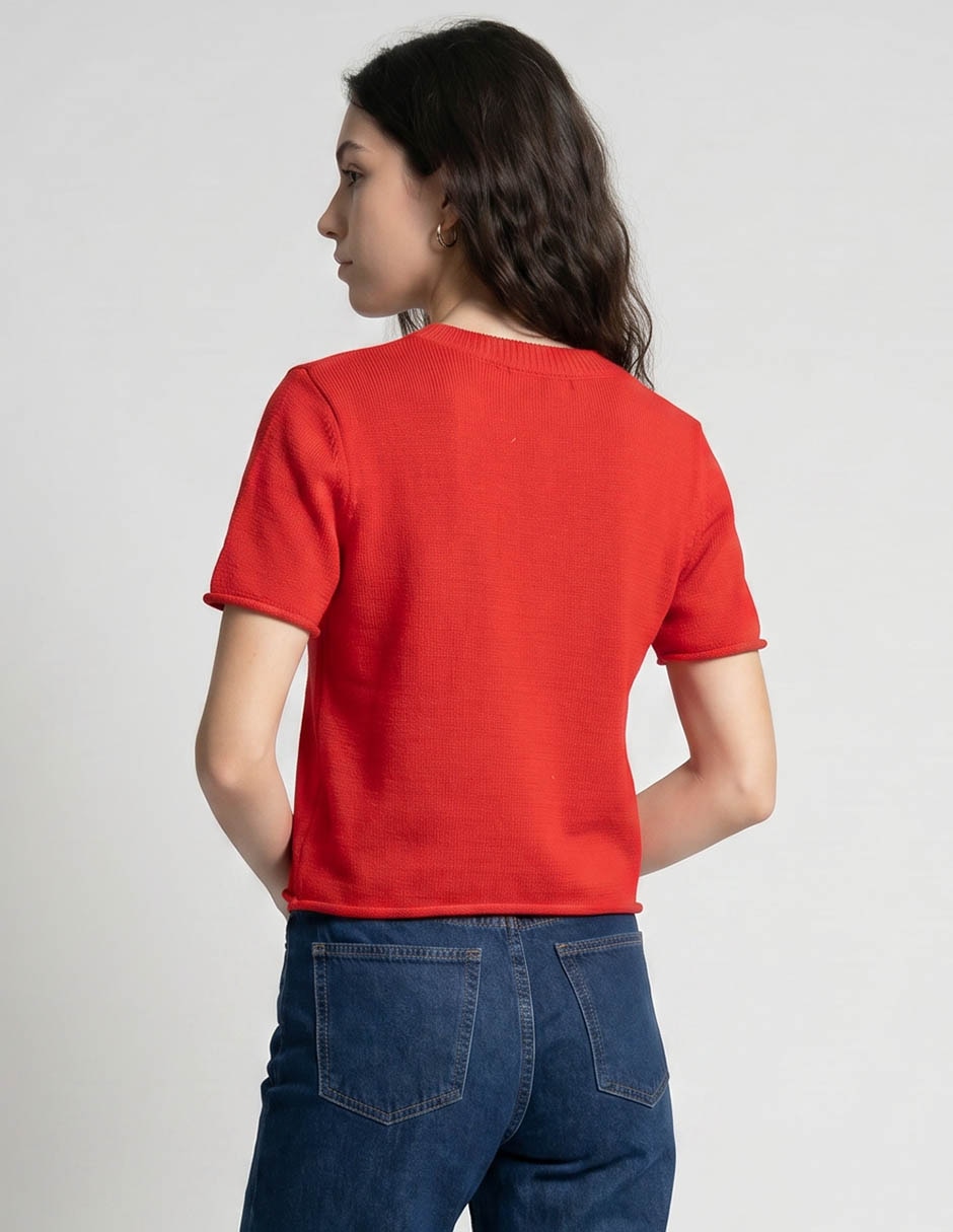 Blusa Coffee Bean manga corta para mujer