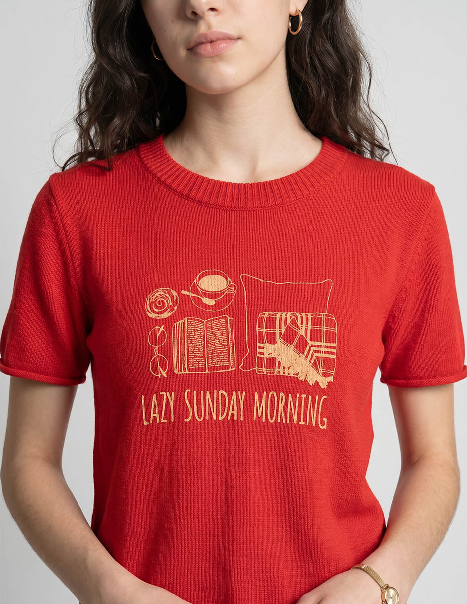 Blusa Coffee Bean manga corta para mujer