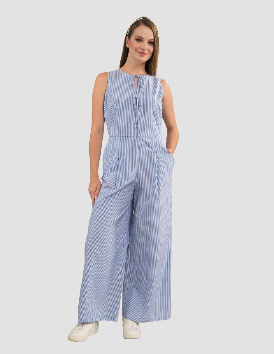 Jumpsuit de Poliéster y algodón Casual estampado A rayas para mujer