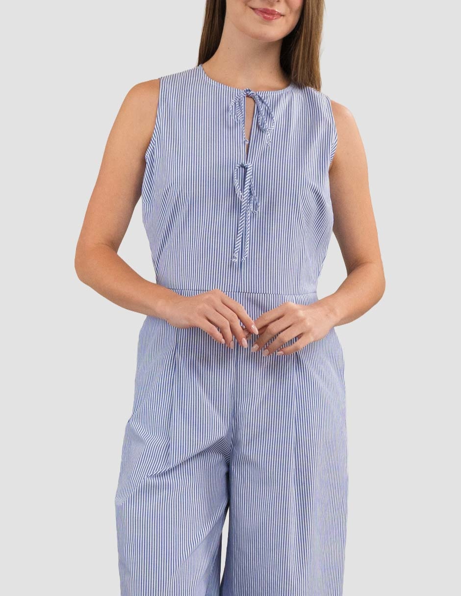 Jumpsuit de Poliéster y algodón Casual estampado A rayas para mujer 2