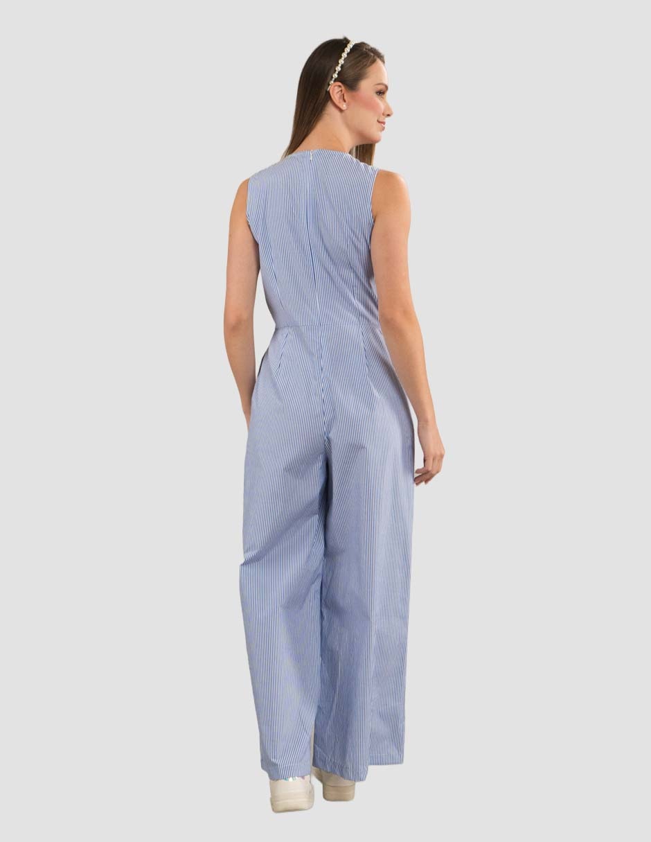 Jumpsuit de Poliéster y algodón Casual estampado A rayas para mujer 3