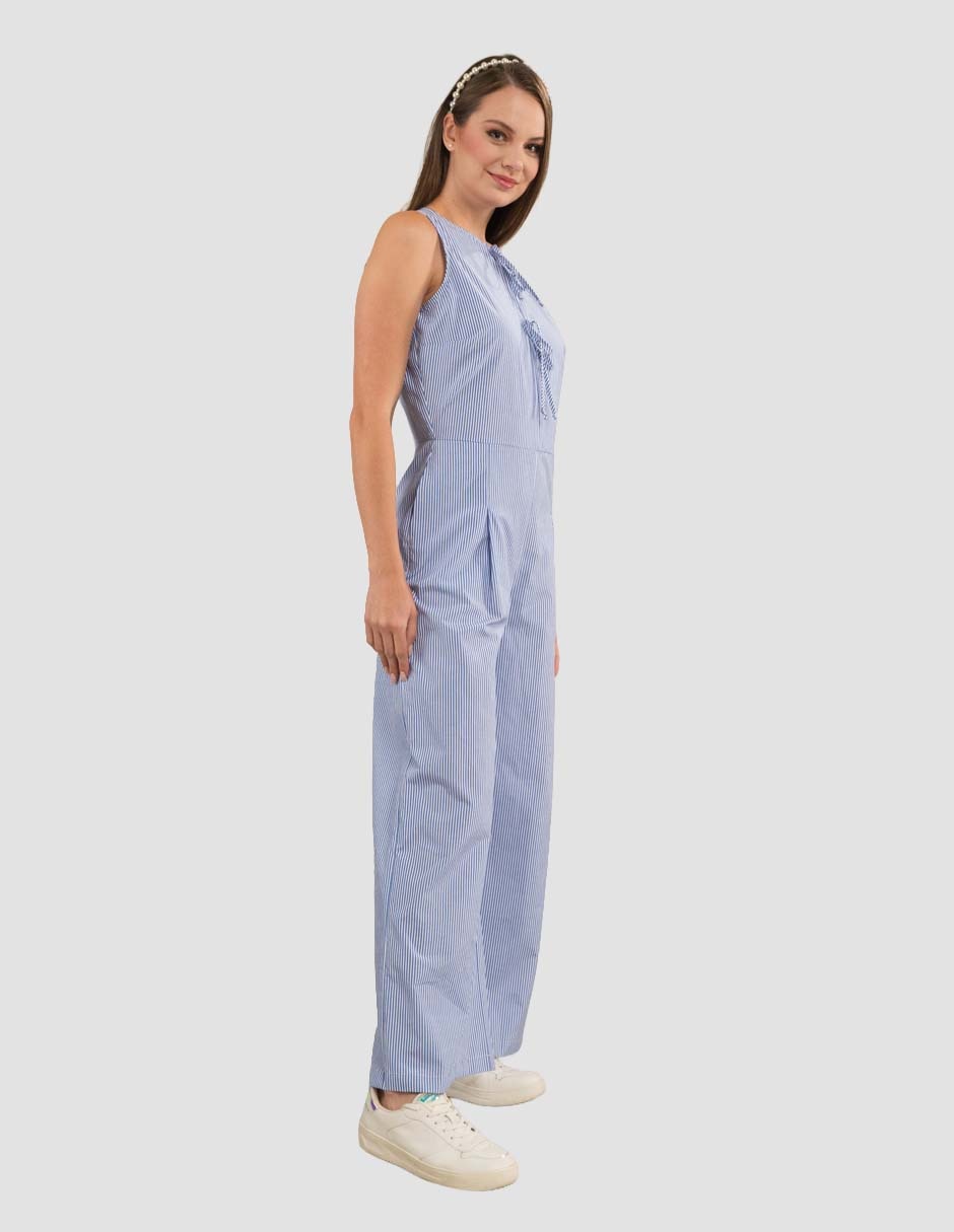 Jumpsuit de Poliéster y algodón Casual estampado A rayas para mujer 4