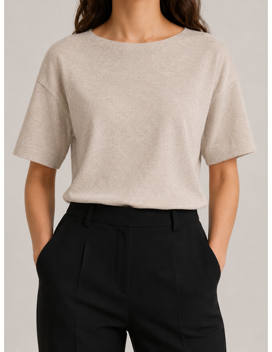 Playera manga Corta 15365018 cuello redondo para mujer