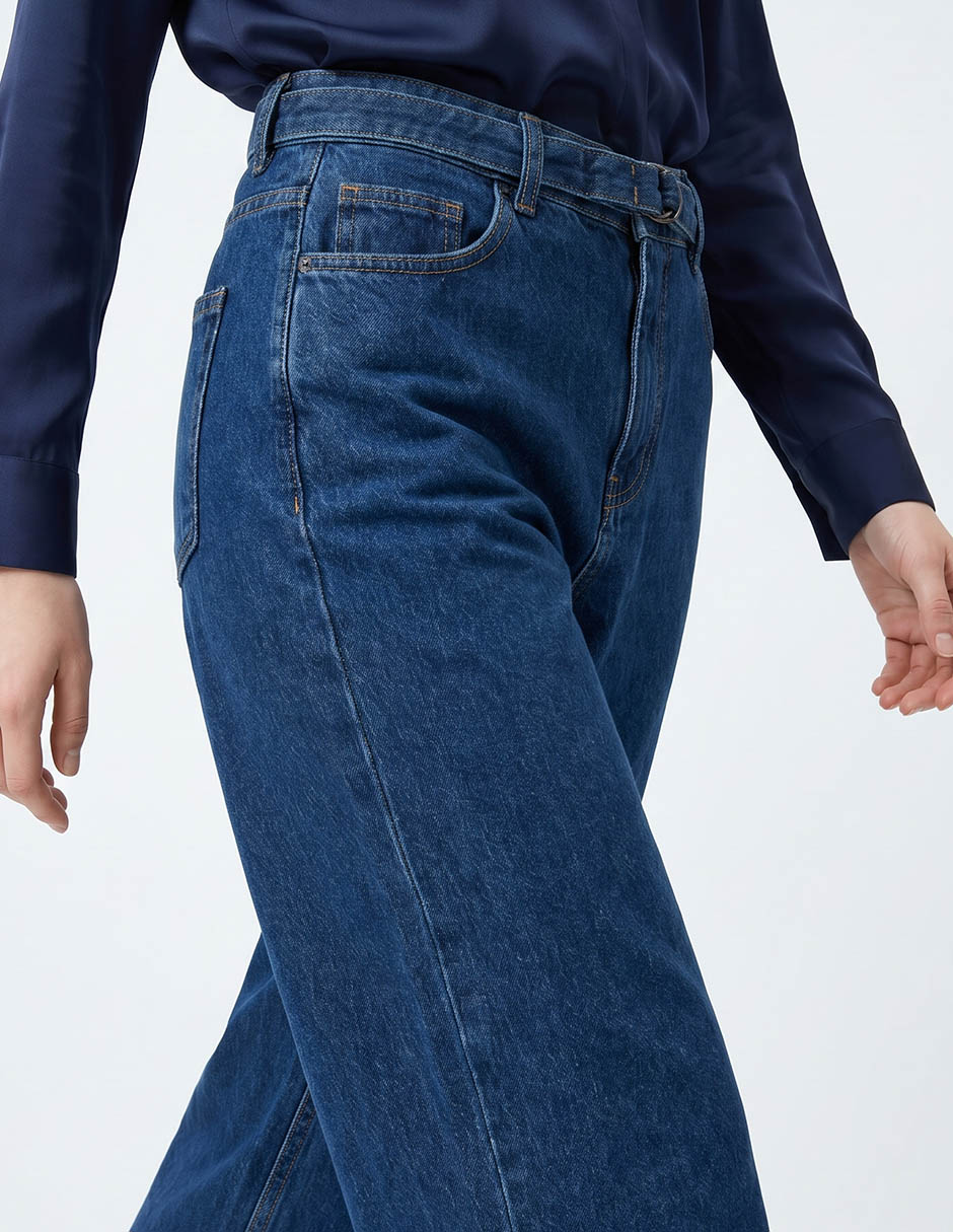 Jeans relaxed wide leg corte cintura alta para mujer 3