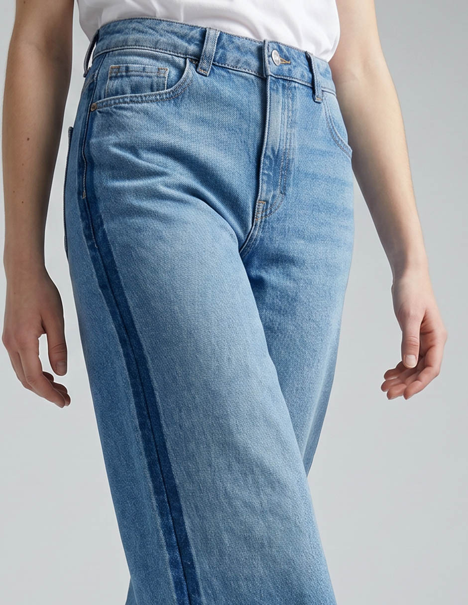 Jeans coulotte wide leg corte cintura alta para mujer 3