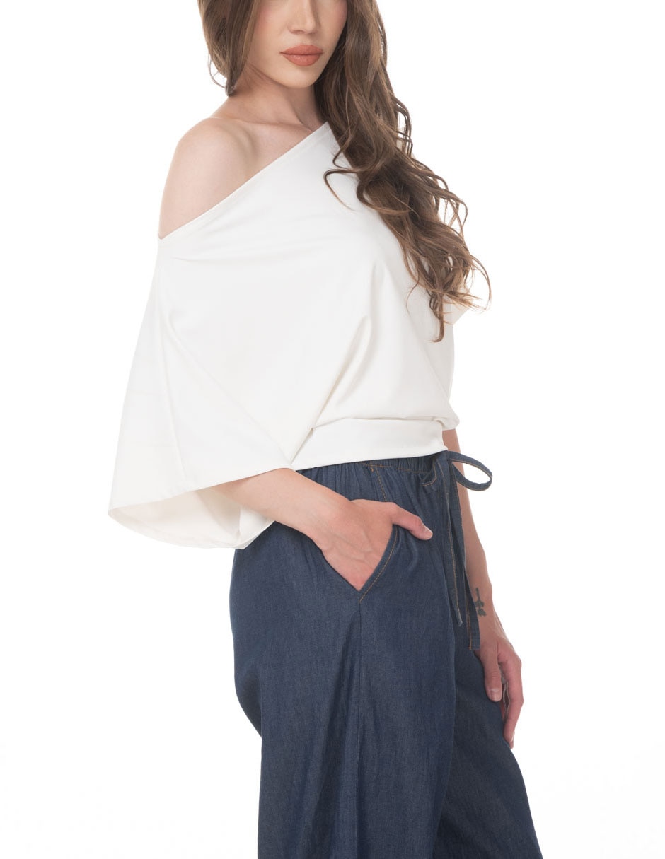 Blusa sarah bustani manga corta para mujer