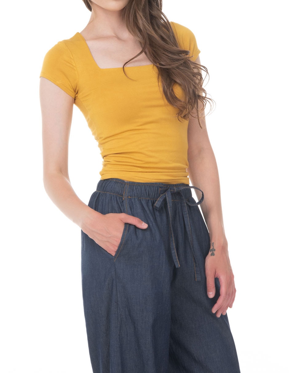 Blusa sarah bustani manga corta para mujer