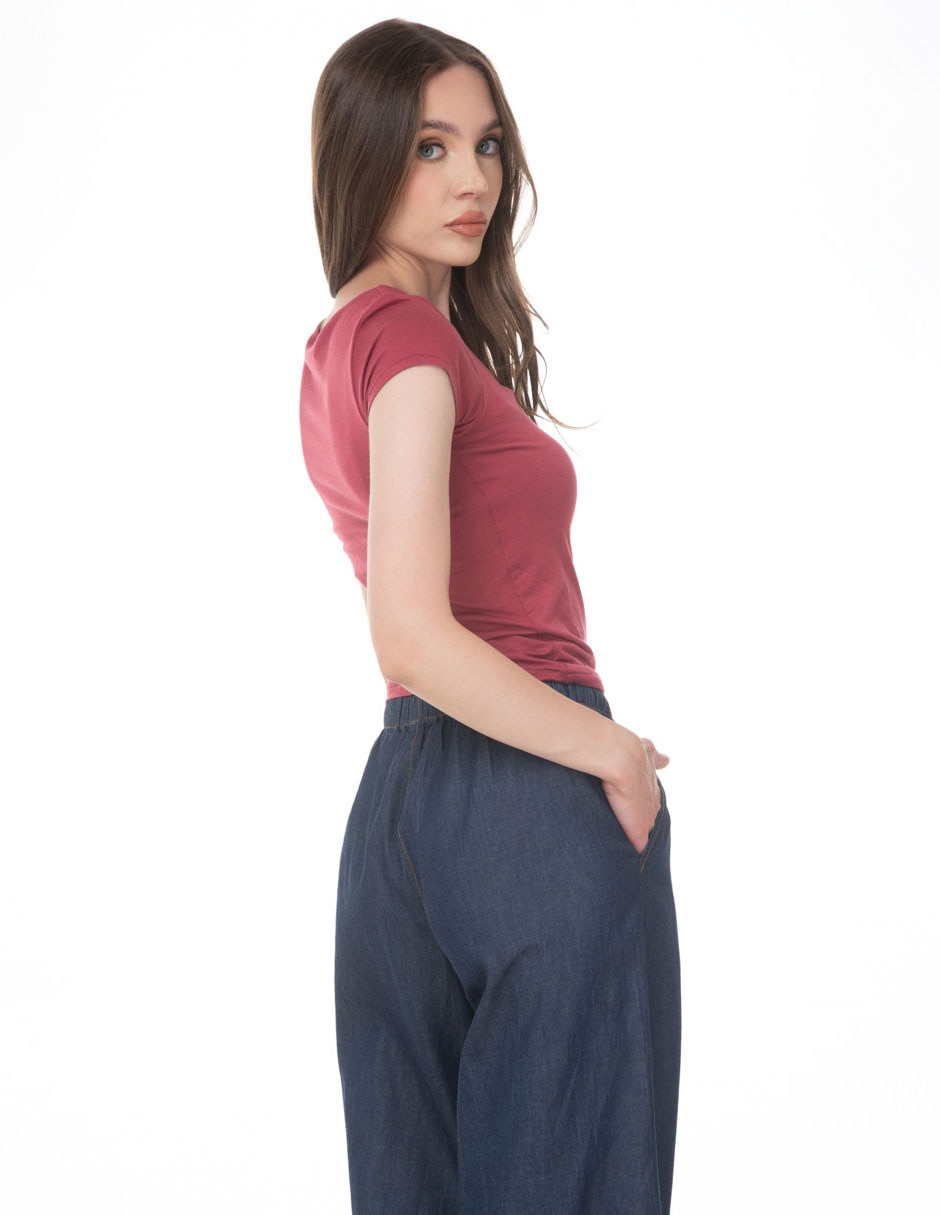 Blusa sarah bustani manga corta para mujer