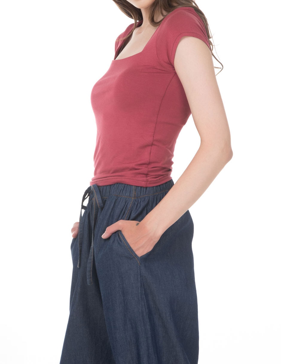 Blusa sarah bustani manga corta para mujer