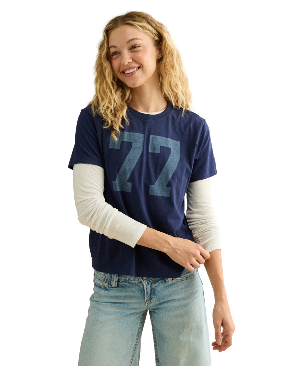 Playera manga corta american eagle tee cuello redondo para mujer
