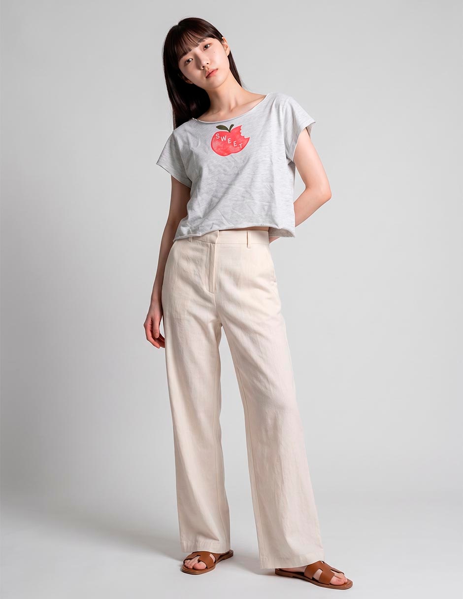 Playera manga corta cuello redondo para mujer