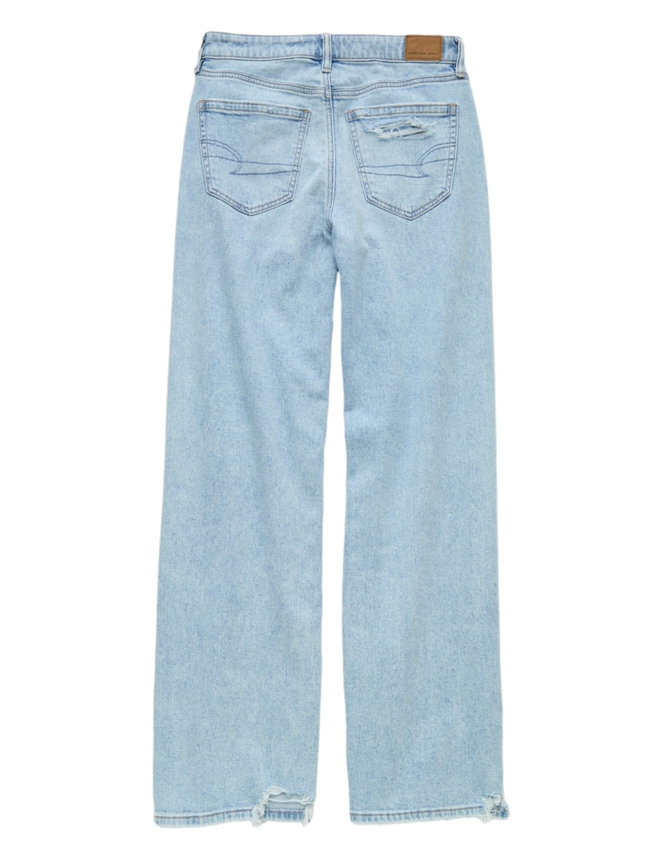 Jeans regular wide leg fashion corte cintura para mujer 4
