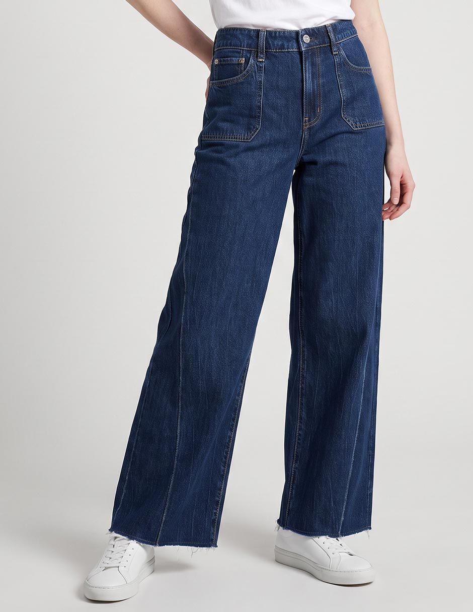 Jeans wide leg a la cintura para mujer