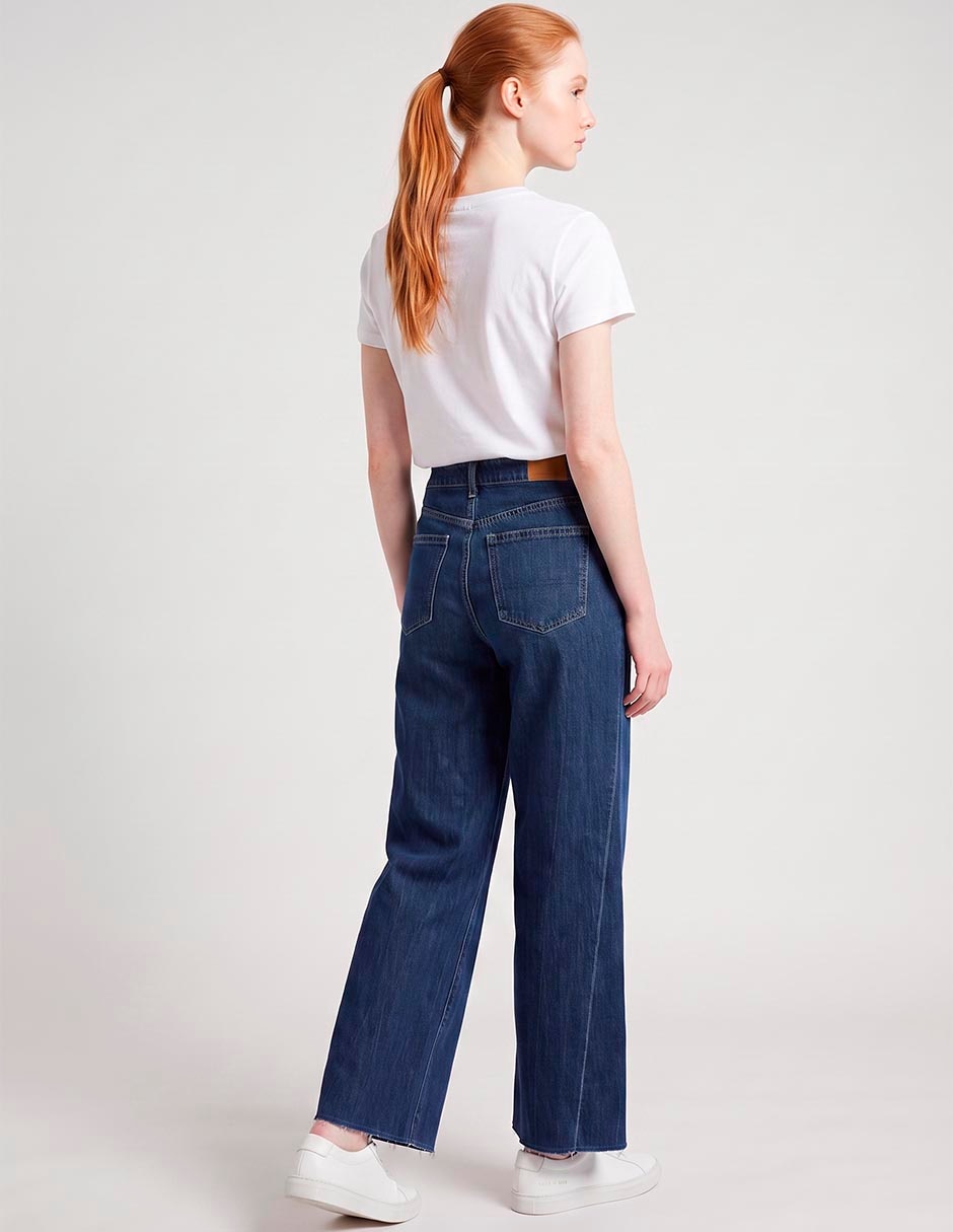 Jeans wide leg a la cintura para mujer 2