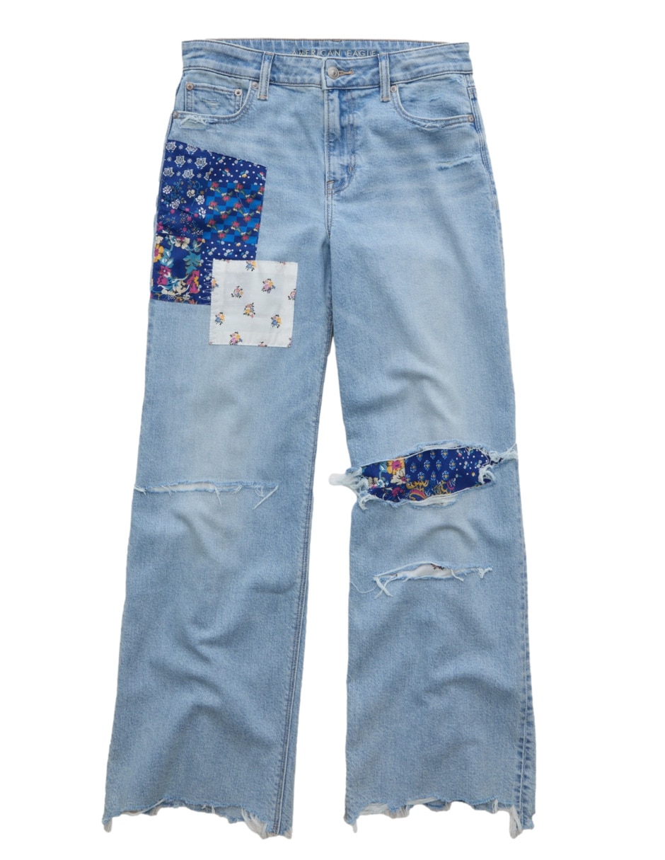 Jeans regular wide leg fashion corte cintura para mujer 3