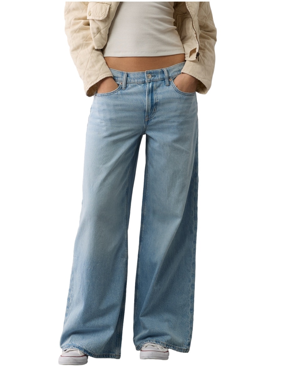 Jeans regular wide leg fashion corte cintura para mujer Jeans regular wide leg fashion corte cintura para mujer