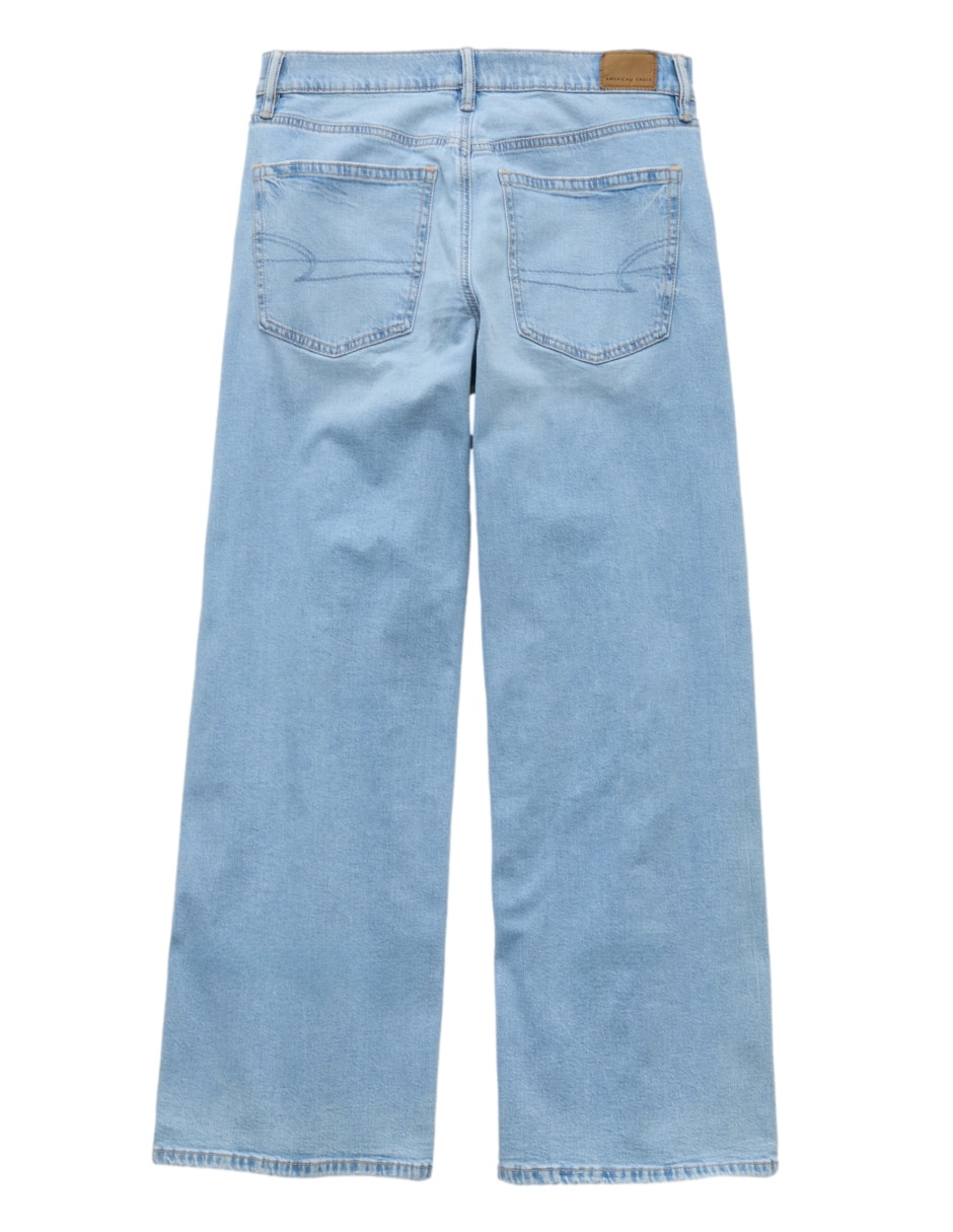 Jeans regular wide leg fashion corte cintura para mujer 3