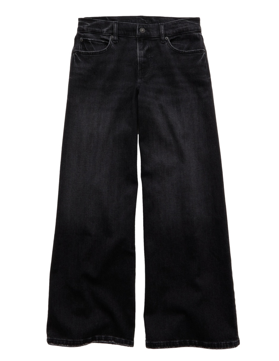Jeans regular wide leg fashion corte cintura para mujer 3