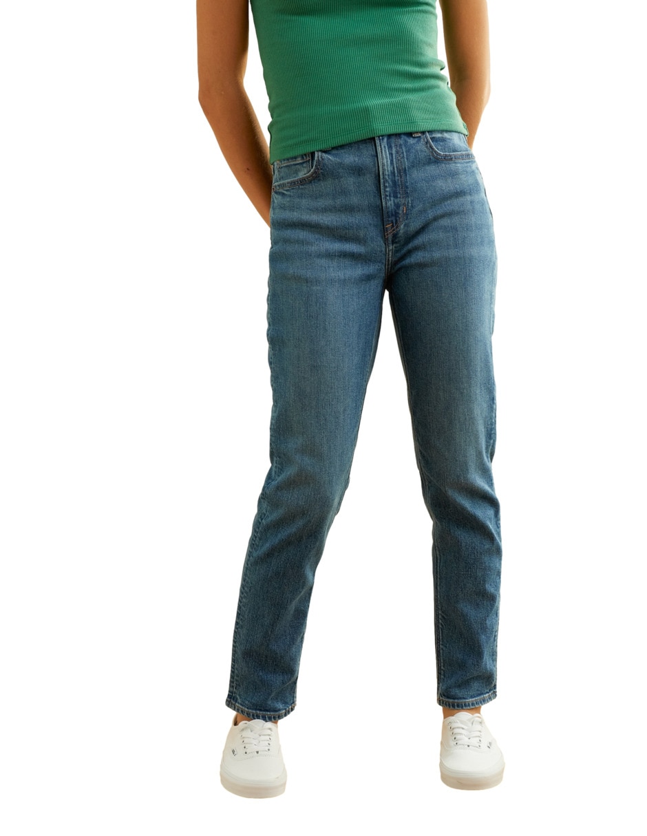 Jeans regular mom mom jean corte cintura para mujer