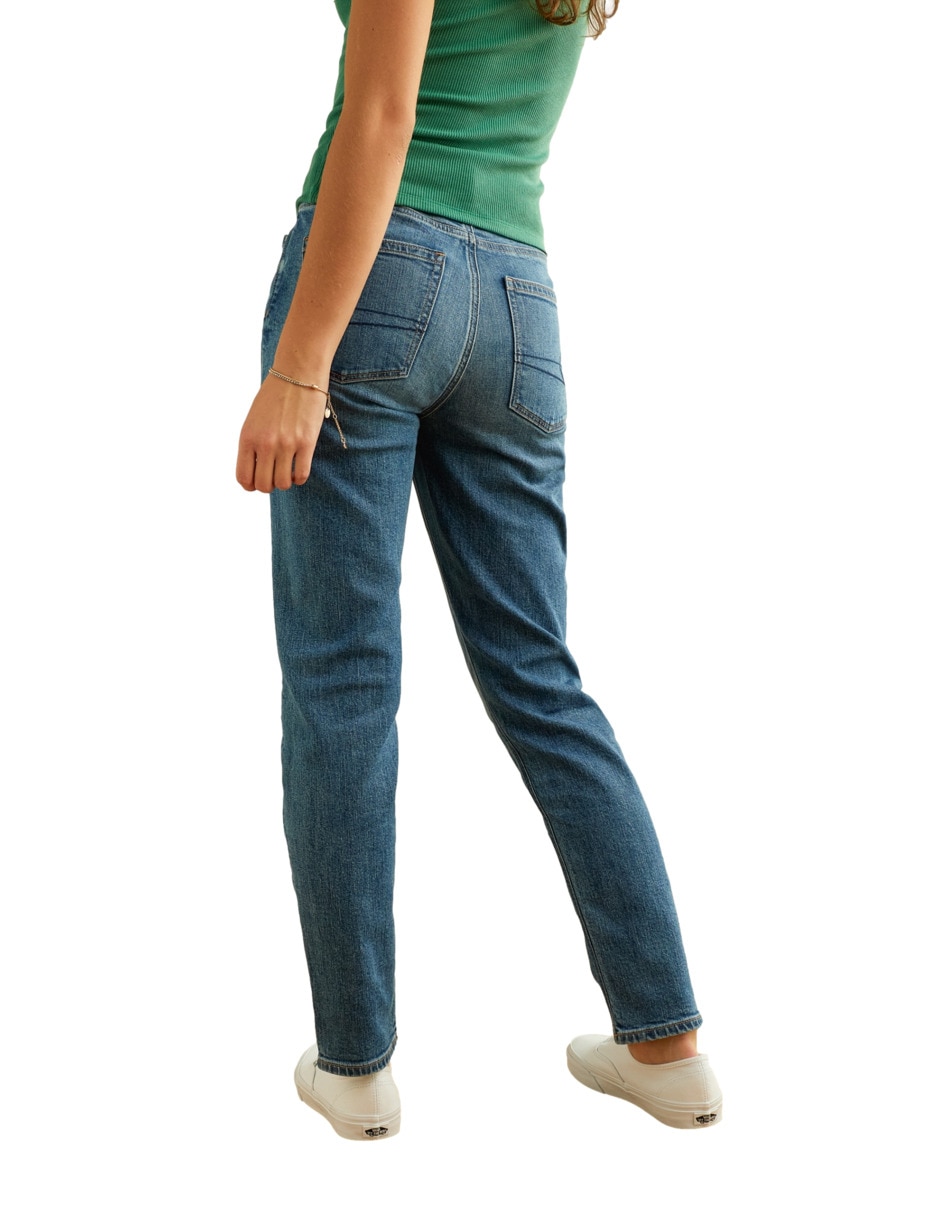 Jeans regular mom mom jean corte cintura para mujer 2