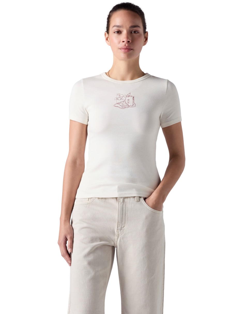 Playera manga corta cuello redondo para mujer Playera manga corta cuello redondo para mujer