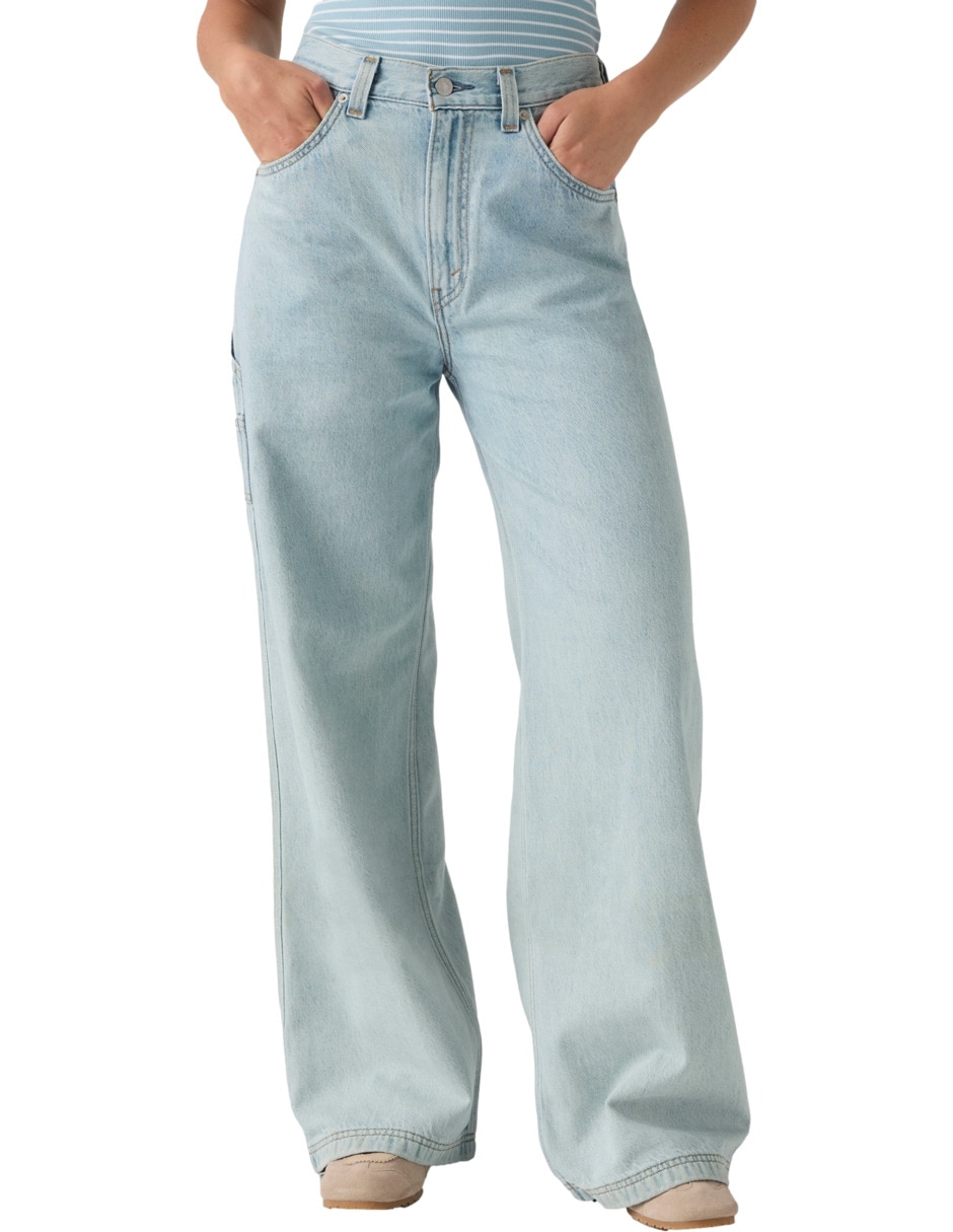 Jeans regular baggy corte media cintura para mujer Jeans regular baggy corte media cintura para mujer