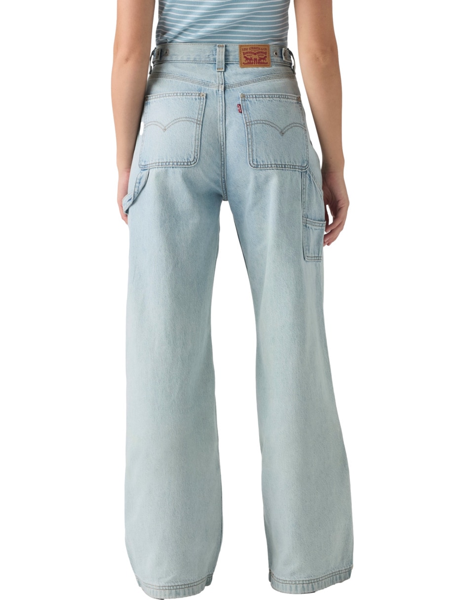 Jeans regular baggy corte media cintura para mujer 3