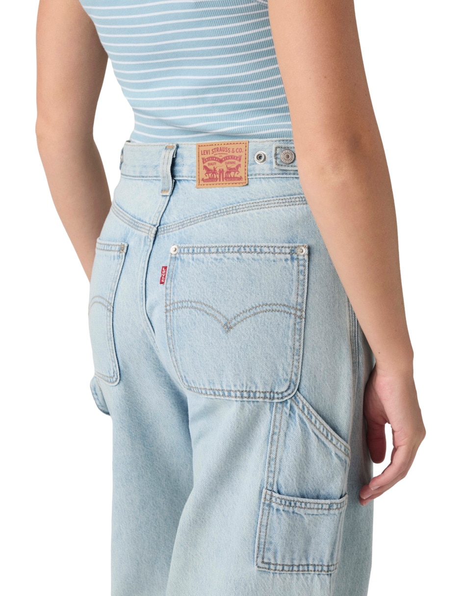 Jeans regular baggy corte media cintura para mujer 4